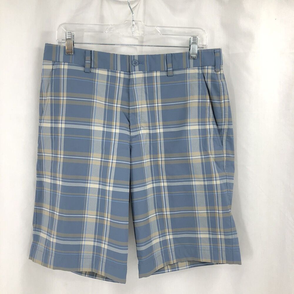 Nike Golf Dri Fit Blue Plaid Shorts 10.5” Inseam 267584-422 Medium 32